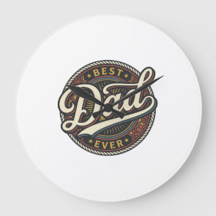 Beste Papa Ooit Vintage Badge T-Shirt Ontwerp_1 Grote Klok