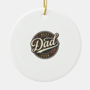 Beste Papa Ooit Vintage Badge T-Shirt Ontwerp_1 Keramisch Ornament