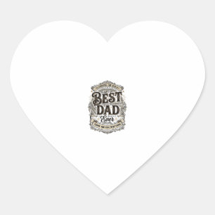 Beste Papa Ooit Vintage Gravure T-Shirt Ontwerp_1 Hart Sticker