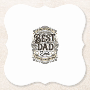 Beste Papa Ooit Vintage Gravure T-Shirt Ontwerp_1 Kartonnen Onderzetters