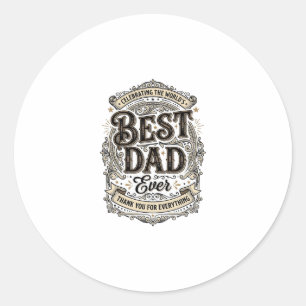 Beste Papa Ooit Vintage Gravure T-Shirt Ontwerp_1 Ronde Sticker