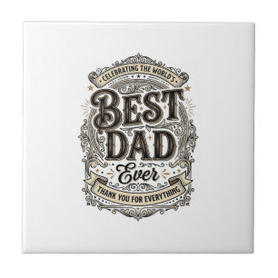 Beste Papa Ooit Vintage Gravure T-Shirt Ontwerp_1 Tegeltje
