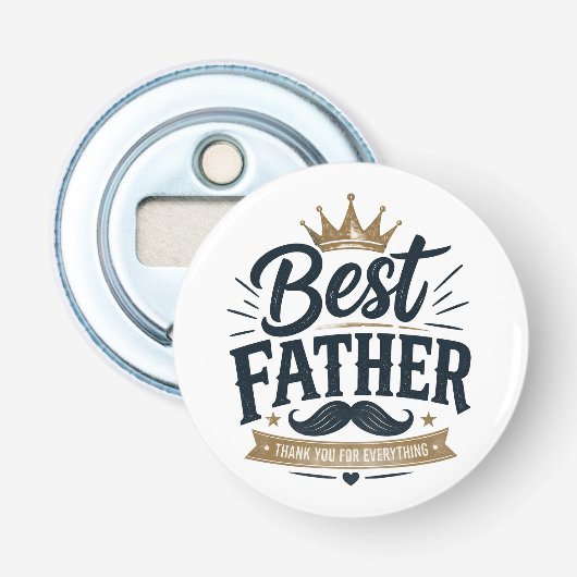 Beste papa ooit – Vintage Vaderdag ontwerp Button Flesopener (Voorkant)