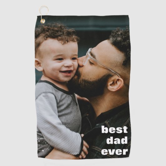 Beste papa ooit volledige foto gepersonaliseerd golfhanddoek (Voorkant)