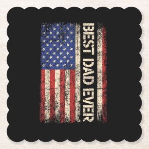 Beste Papa Ooit VS Amerikaanse Vlag Cadeaus voor V Kartonnen Onderzetters