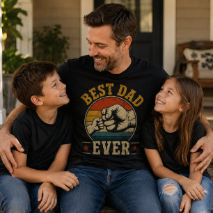 Beste Papa Ooit Vuistslag Retro Vintage T-shirt
