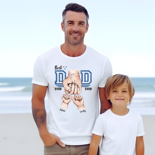 Beste papa ooit vuistslag Shirt - 2 Kinder naam