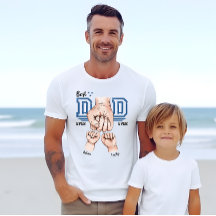 Beste Papa Ooit Vuiststoot T-shirt - 2 Kinderen Na