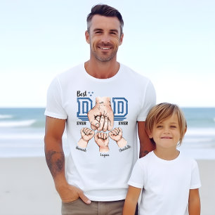 Beste Papa Ooit Vuiststoot T-shirt - 3 Namen van K