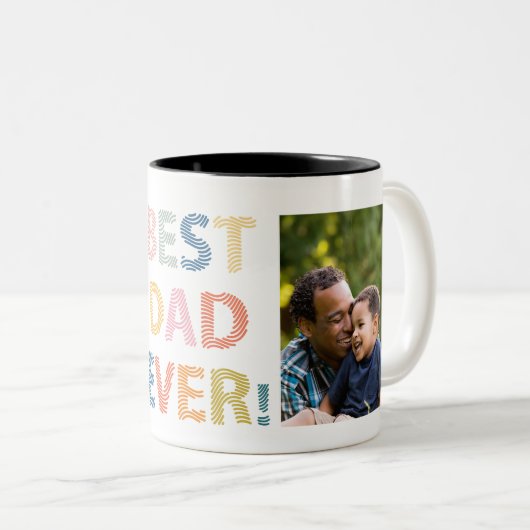 Beste papa ooit. We houden veel van jullie Tweekleurige Koffiemok (Voorkant rechts)