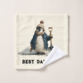 Beste Papa Ooit Winter Pinguïn Ontwerp Bad Handdoek (Wasdoekje)