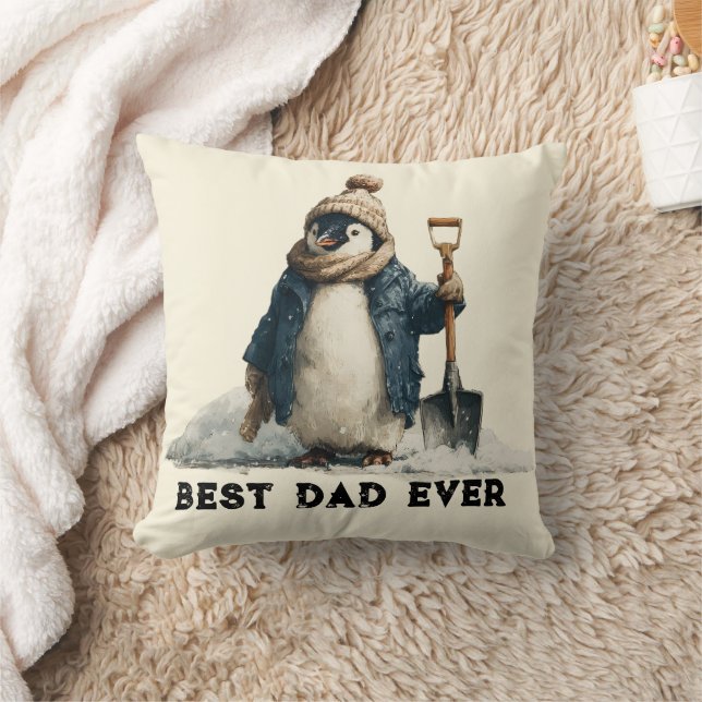 Beste Papa Ooit Winter Pinguïn Ontwerp Kussen (Deken)
