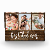 Beste papa ooit Wood Vaderdag fotocollage Fotoblokken (Voorkant)