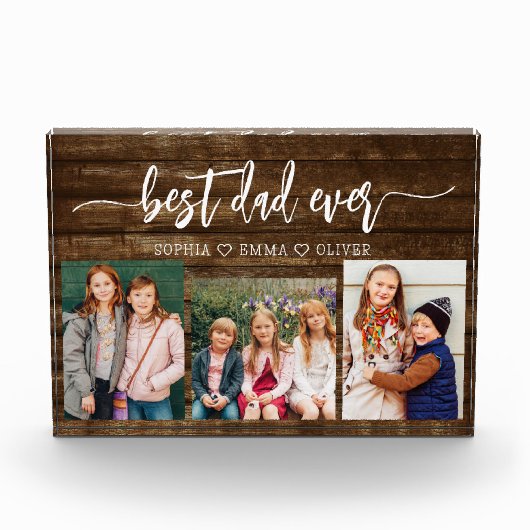 Beste papa ooit - Wood Vaderdag fotocollage Fotoblokken (Voorkant)