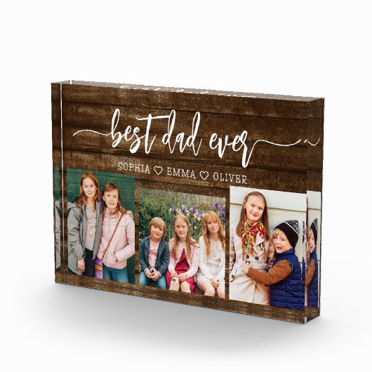 Beste papa ooit - Wood Vaderdag fotocollage Fotoblokken (Rechts)