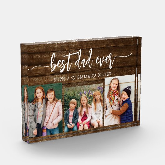 Beste papa ooit - Wood Vaderdag fotocollage Fotoblokken (Links)