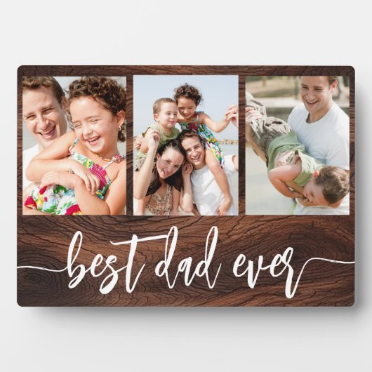 Beste papa ooit Wood Vaderdag fotocollage Fotoplaat (voorkant)