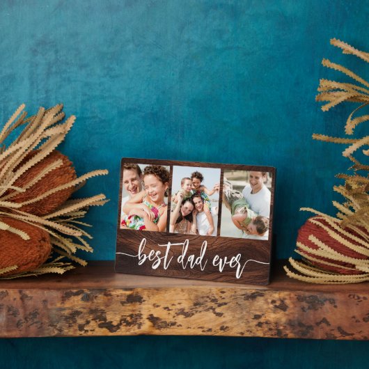 Beste papa ooit Wood Vaderdag fotocollage Fotoplaat (Zijkant)