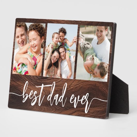 Beste papa ooit Wood Vaderdag fotocollage Fotoplaat (Zijkant)