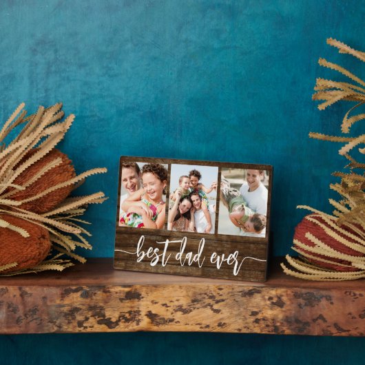 Beste papa ooit Wood Vaderdag fotocollage Fotoplaat (Zijkant)