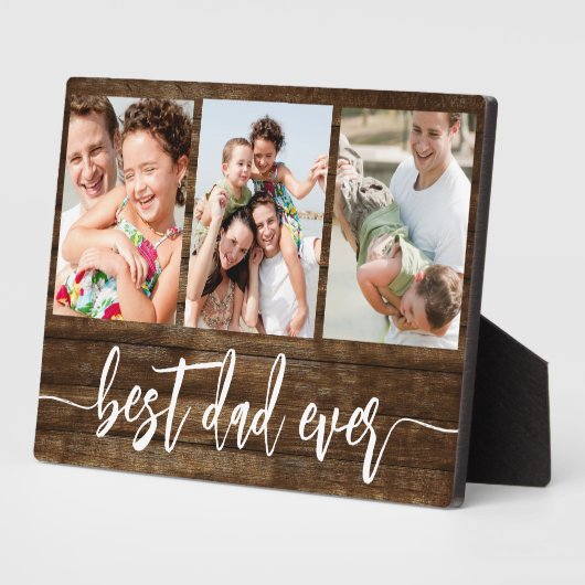 Beste papa ooit Wood Vaderdag fotocollage Fotoplaat (Zijkant)