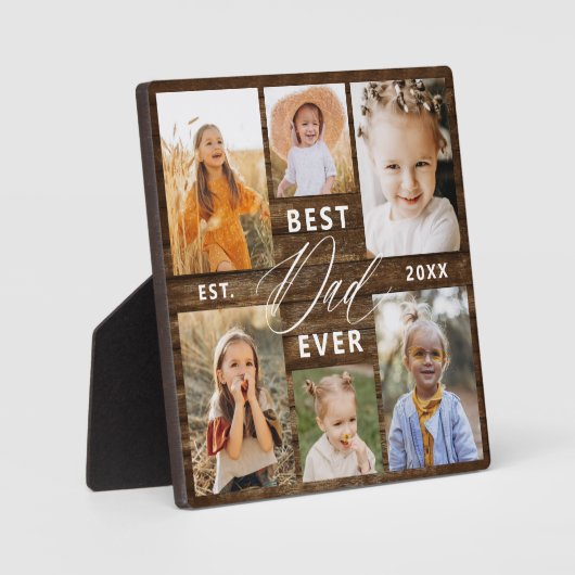 Beste papa ooit - Wood Vaderdag fotocollage Fotoplaat (Voorkant)