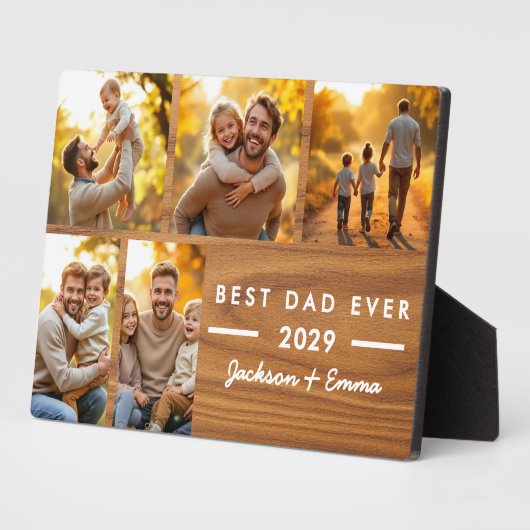 Beste papa ooit Wood Vaderdag fotocollage Fotoplaat (Zijkant)
