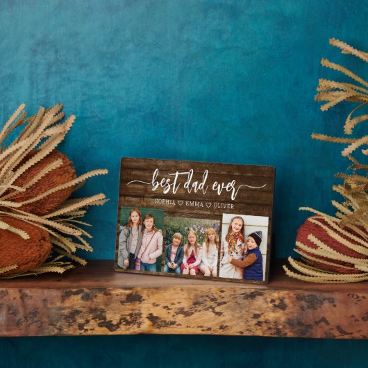 Beste papa ooit - Wood Vaderdag fotocollage Fotoplaat (Zijkant)