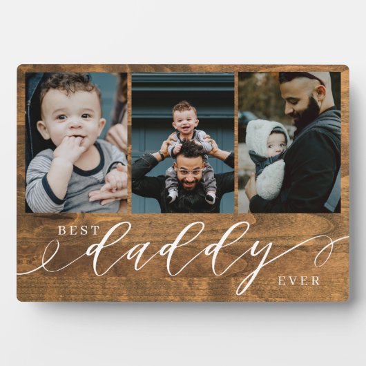 Beste papa ooit Woodgrain vaders dag cadeau foto Fotoplaat (voorkant)