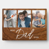 Beste papa ooit Woodgrain Vaders Day collage Fotoplaat (voorkant)