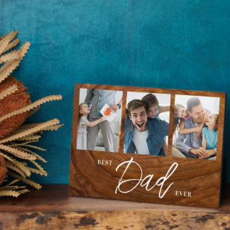 Beste papa ooit Woodgrain Vaders Day collage Fotoplaat