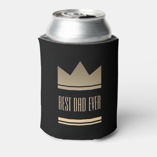 Beste papa ooit zwart en goud koning kroon modern blikjeskoeler (Blikje Achterkant)
