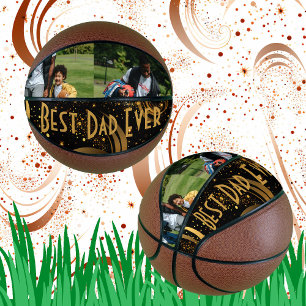 Beste papa ooit zwart goud blad wervelt moderne fo basketbal