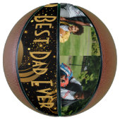 Beste papa ooit zwart goud blad wervelt moderne fo basketbal (Verticaal)