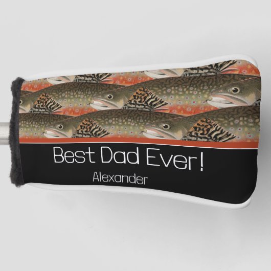 Beste papa ooit zwart roest visser vlieg vissen golfheadcover (Voorkant)