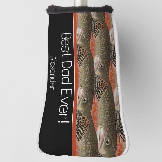 Beste papa ooit zwart roest visser vlieg vissen golfheadcover (Draai 90)