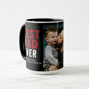 Beste Papa Ooit Zwart Rood Familie Foto Mok
