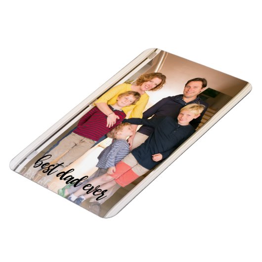 Beste papa ooit zwart script fotosjabloon magneet (Linkerzijde)