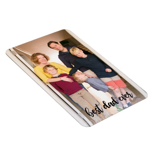 Beste papa ooit zwart script fotosjabloon magneet (Rechterzijde)