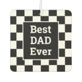 Beste papa ooit zwart wit geruit patroon luchtverfrisser (Voorkant)