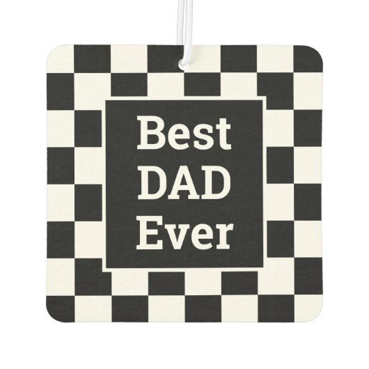 Beste papa ooit zwart wit geruit patroon luchtverfrisser (Achterkant)