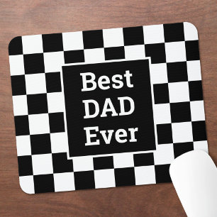 Beste papa ooit zwart-wit geruit patroon muismat