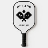 Beste papa ooit zwart-wit monogram pickleball paddle (Achterkant)