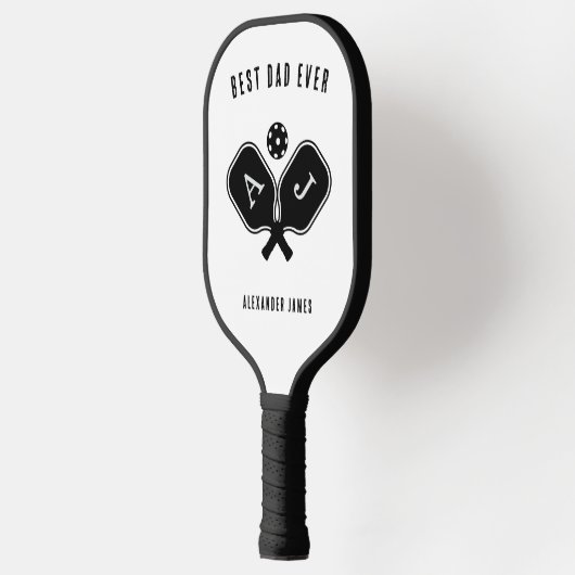 Beste papa ooit zwart-wit monogram pickleball paddle (Links)