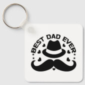 Beste papa ooit zwart wit Pet snor Sleutelhanger (Voorkant)
