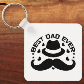 Beste papa ooit zwart wit Pet snor Sleutelhanger (Voorkant)