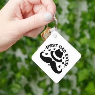Beste papa ooit zwart wit Pet snor Sleutelhanger