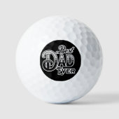 Beste papa ooit | Zwart-wit  tekst Golfballen (Voorkant)