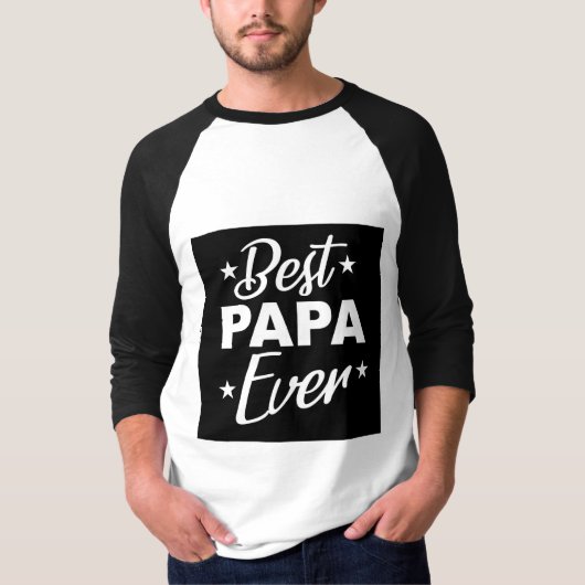 Beste Papa Ooit Zwart Wit Vaderdag T-shirt (Voorkant)
