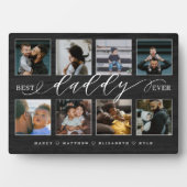 Beste papa ooit zwarte houtnerf fotocollage fotoplaat (voorkant)